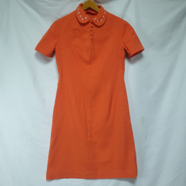 Платье женское с коротким рукавом, цвет оранжевый, полуобхват груди 46см. СССР.